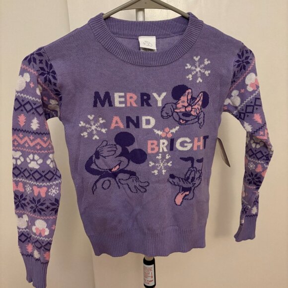 Disney 100th Mickey Mouse and Friends Long Sleeve Sweater-Purple Small (6-6x)NWT - Picture 1 of 4